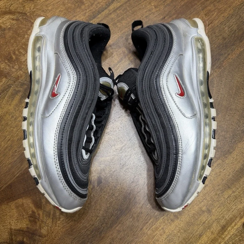 Nike Air Max 97 QS B-Sides Metallic Silver Black Size 10.5 Sneakers AT5458-001